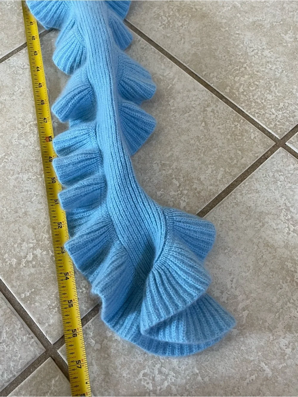 Castlerig 100% Cashmere Blue Ribbed Knit Winter Scarf NWOT 57x5.5” Capsule